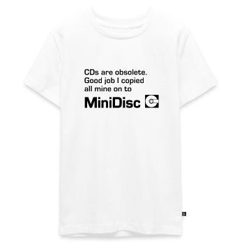 MiniDisc. CDs are obsolete. - Teenager Premium Organic T-Shirt - white - Front - AI Model Teenager Male light (155cm)