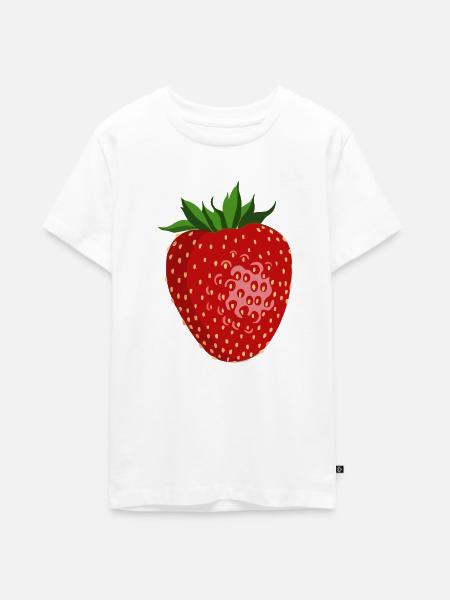 Erdbeere - Teenager Premium Bio T-Shirt - Weiß