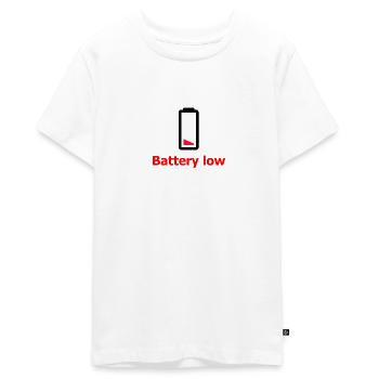 Batterie schwach Battery low Akku schwach - Teenager Premium Bio T-Shirt - Weiß - Vorne - AI Model Teenager Male light (155cm)