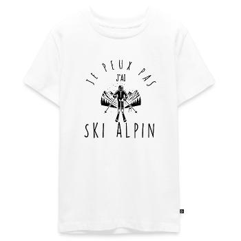 Ich kann nicht, ich habe Ski Alpin - Teenager Premium Bio T-Shirt - Weiß - Vorne - AI Model Teenager Male light (155cm)