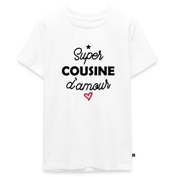 super cousine d amour / cadeau humour cousine - T-shirt Premium bio Ado - blanc - Devant - AI Model Teenager Male light (155cm)