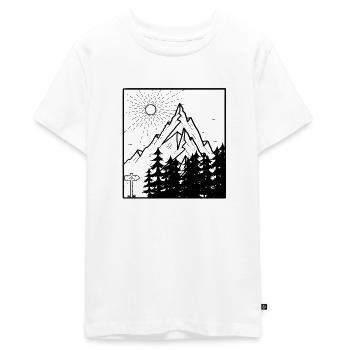 Waldspaziergang in den Alpen Illustration - Teenager Premium Bio T-Shirt - Weiß - Vorne - AI Model Teenager Male light (155cm)