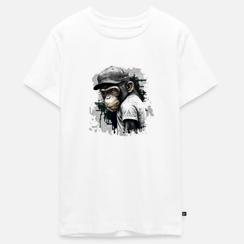 mignon bébé singe - T-shirt Premium bio Ado - blanc