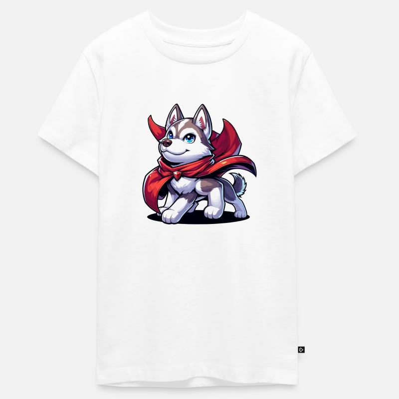 Husky super-héros - T-shirt Premium bio Ado - blanc