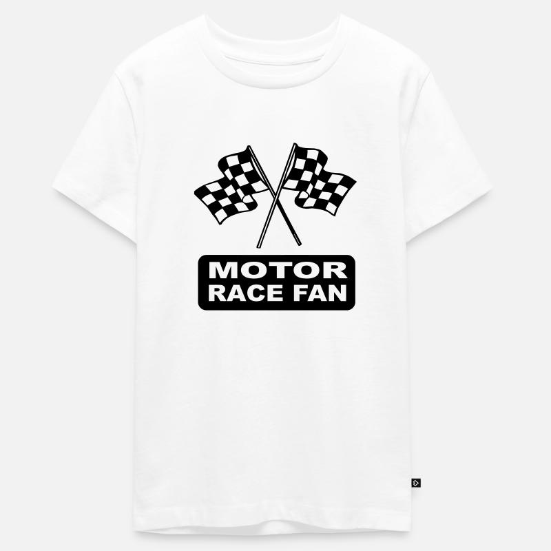 Drapeaux à damier pour le fan de course automobile - T-shirt Premium bio Ado - blanc
