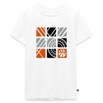 Basket-ball (carrés) - T-shirt Premium bio Ado - blanc - Devant - AI Model Teenager Male light (155cm)