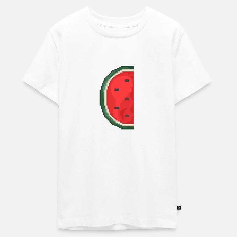 Pixel Art Melon Pattern Variante 2 - T-shirt Premium bio Ado - blanc