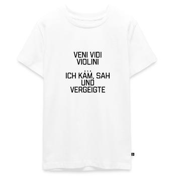 T-Shirt "Veni vidi violini" - Teenager Premium Bio T-Shirt - Weiß - Vorne - AI Model Teenager Male light (155cm)