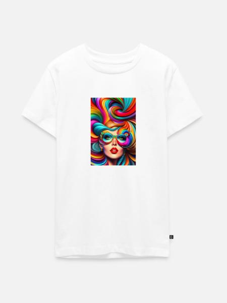 psychedelische Frau - Teenager Premium Bio T-Shirt - Weiß