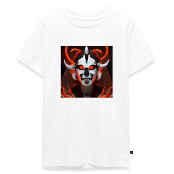 mad devil - Teenager Premium Organic T-Shirt - white - Front - AI Model Teenager Male light (155cm)