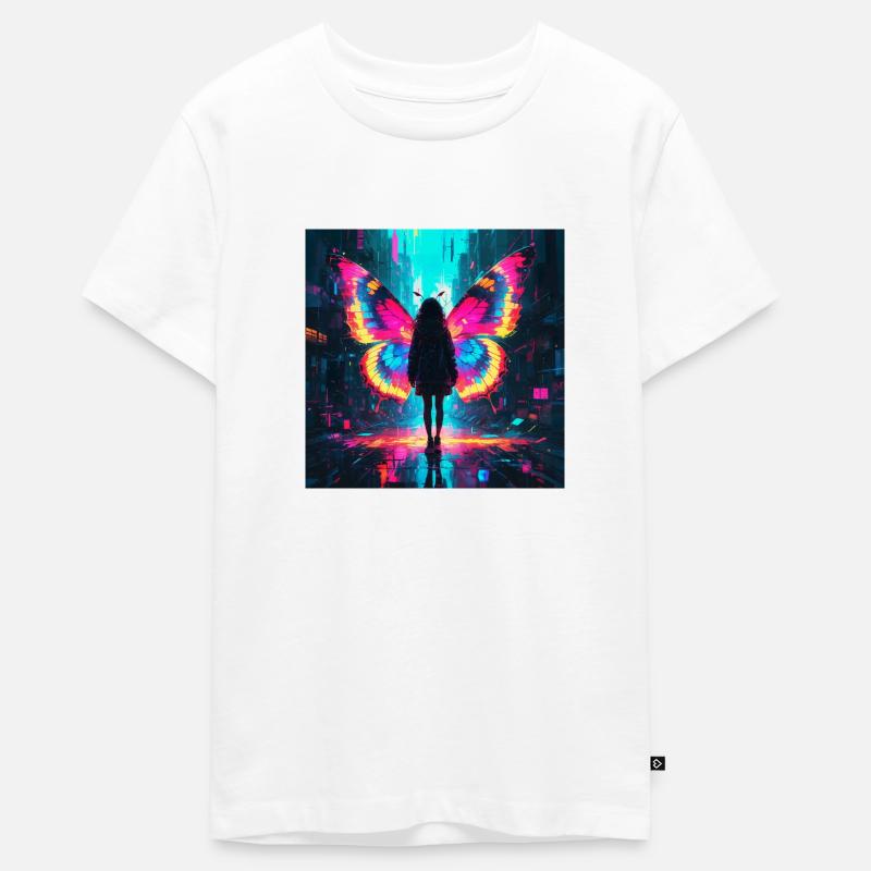 Métamorphose du papillon néon - T-shirt Premium bio Ado - blanc