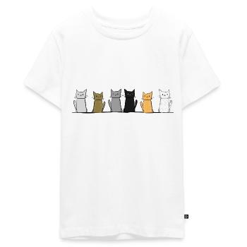 Katzen Tiere linie Tier Katze Haustier - Teenager Premium Bio T-Shirt - Weiß - Vorne - AI Model Teenager Male light (155cm)