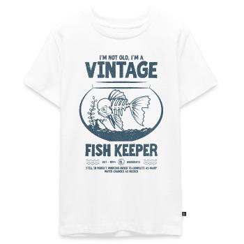 Vintage Fish Keeper Tropischer Fisch Geburtstag 1944 - Teenager Premium Bio T-Shirt - Weiß - Vorne - AI Model Teenager Male light (155cm)