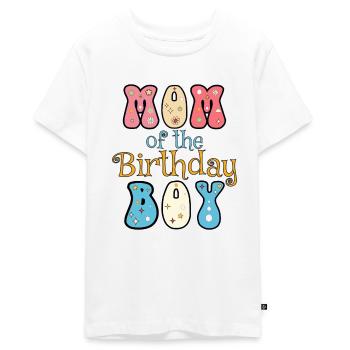 Mom of the birthday boy, Birthday present - Teenager Premium Organic T-Shirt - white - Front - AI Model Teenager Male light (155cm)