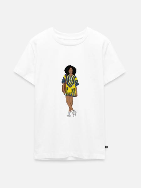 Mode schwarz afro Frau - Teenager Premium Bio T-Shirt - Weiß