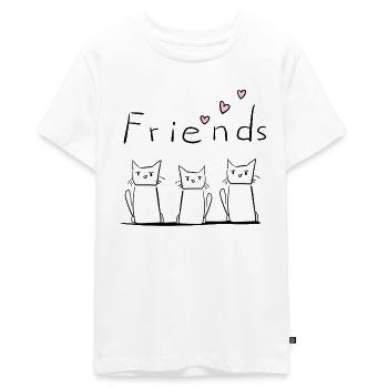 Freunde drei Katzen Tiere tier - Teenager Premium Bio T-Shirt - Weiß - Vorne - AI Model Teenager Male light (155cm)