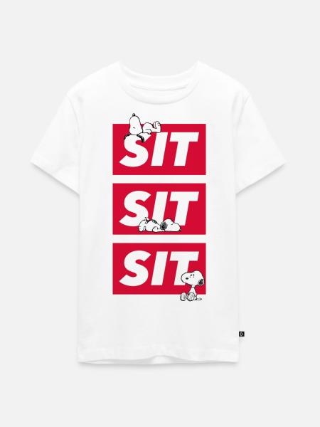 Peanuts Snoopy Sit Sit Sit - Teenager Premium Bio T-Shirt - Weiß
