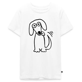 chien drôle doux chien de teckel de bande dessinée comique Fun - T-shirt Premium bio Ado - blanc - Devant - AI Model Teenager Male light (155cm)