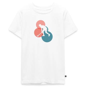 Hockey sur gazon - T-shirt Premium bio Ado - blanc - Devant - AI Model Teenager Male light (155cm)