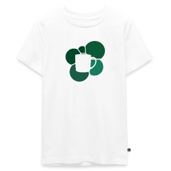 Café, Cappuccino, Caféine - T-shirt Premium bio Ado - blanc - Devant - AI Model Teenager Male light (155cm)
