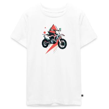Moto Dirt Bike Motard - T-shirt Premium bio Ado - blanc - Devant - AI Model Teenager Male light (155cm)