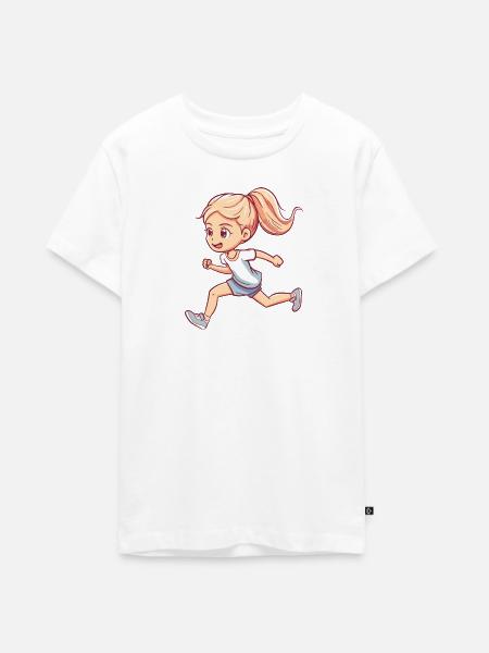 Laufen Sprint Sprinten - Teenager Premium Bio T-Shirt - Weiß