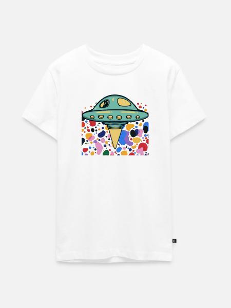 UFO Scifi Raumschiff - Teenager Premium Bio T-Shirt - Weiß