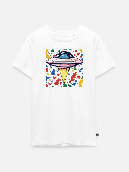 UFO Raumschiff - Teenager Premium Bio T-Shirt - Weiß