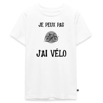 Je peux pas j'ai vélo. - T-shirt Premium bio Ado - blanc - Devant - AI Model Teenager Male light (155cm)