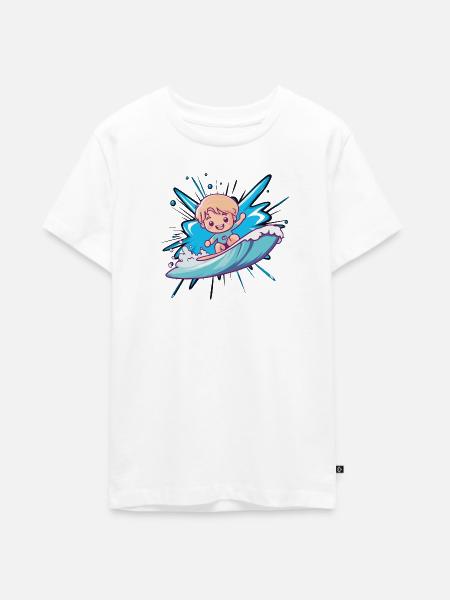 Surfer Surfergirl - Teenager Premium Bio T-Shirt - Weiß