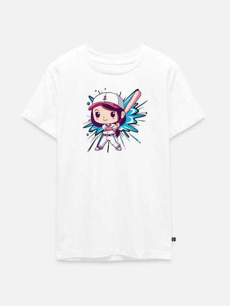 Baseball Baseballspieler Baseballschläger - Teenager Premium Bio T-Shirt - Weiß