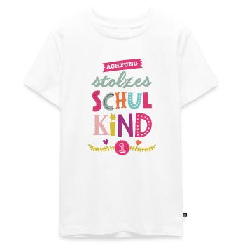Stolzes Schulkind Maedchen - Teenager Premium Bio T-Shirt - Weiß - Vorne - AI Model Teenager Male light (155cm)