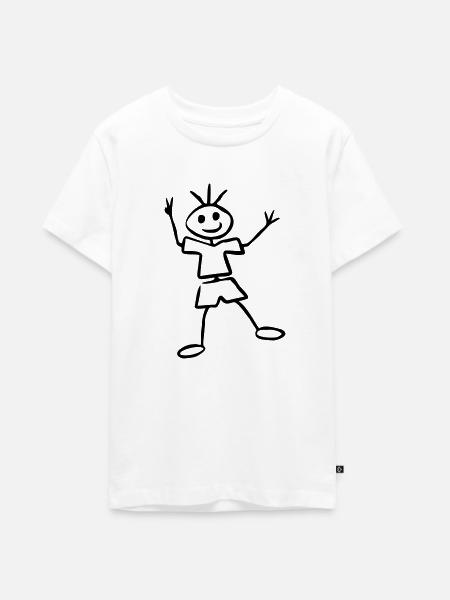 Strichmännchen - Teenager Premium Bio T-Shirt - Weiß