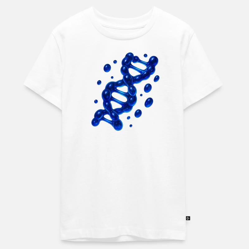 Molécule d’hélice d’ADN 3D Bleu - T-shirt Premium bio Ado - blanc