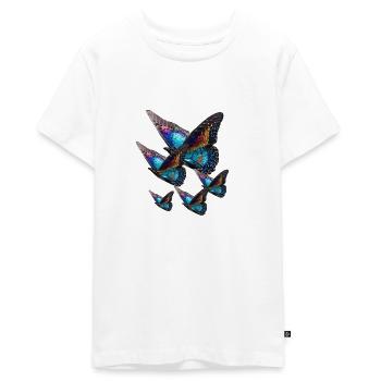 schmetterlinge,pailletten,gold,metallisch, - Teenager Premium Bio T-Shirt - Weiß - Vorne - AI Model Teenager Male light (155cm)