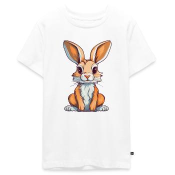 cute cartoon bunny rabbit long-eared bunny - Teenager Premium Organic T-Shirt - white - Front - AI Model Teenager Male light (155cm)
