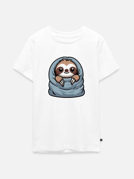 Faultier Schlafsack - Teenager Premium Bio T-Shirt - Weiß