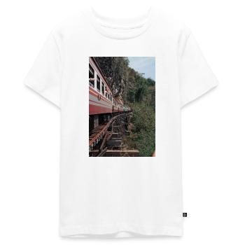 train, train - Teenager Premium Organic T-Shirt - white - Front - AI Model Teenager Male light (155cm)