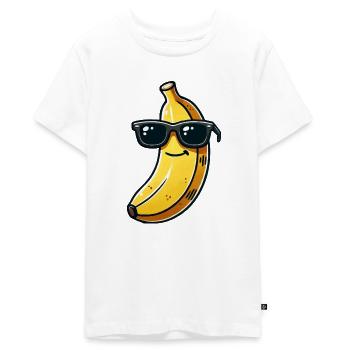 banane sonnenbrille comic - Teenager Premium Bio T-Shirt - Weiß - Vorne - AI Model Teenager Male light (155cm)