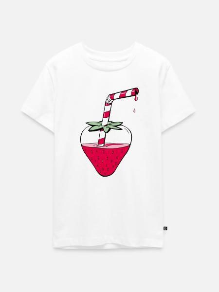 ERDBEERE - Teenager Premium Bio T-Shirt - Weiß