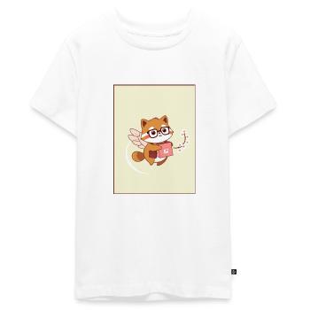 Cute Fox with Wings & Package – Anime Style! - Teenager Premium Organic T-Shirt - white - Front - AI Model Teenager Male light (155cm)
