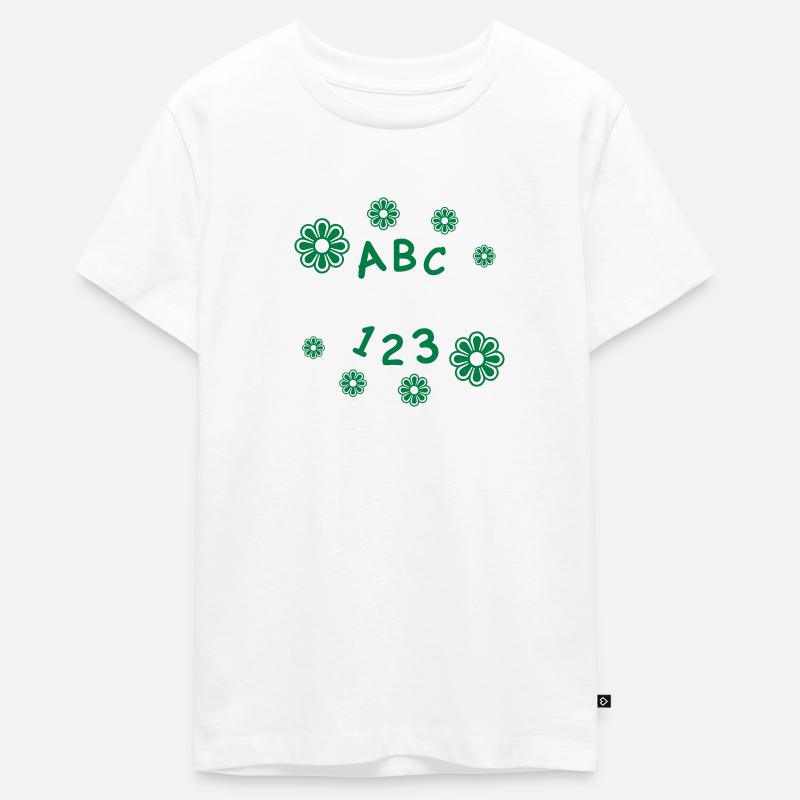ABC 123 avec nom - T-shirt Premium bio Ado - blanc