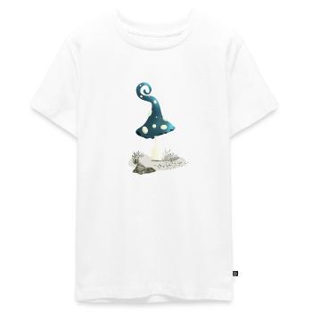 Magic mushroom with pixie cap - Teenager Premium Organic T-Shirt - white - Front - AI Model Teenager Male light (155cm)