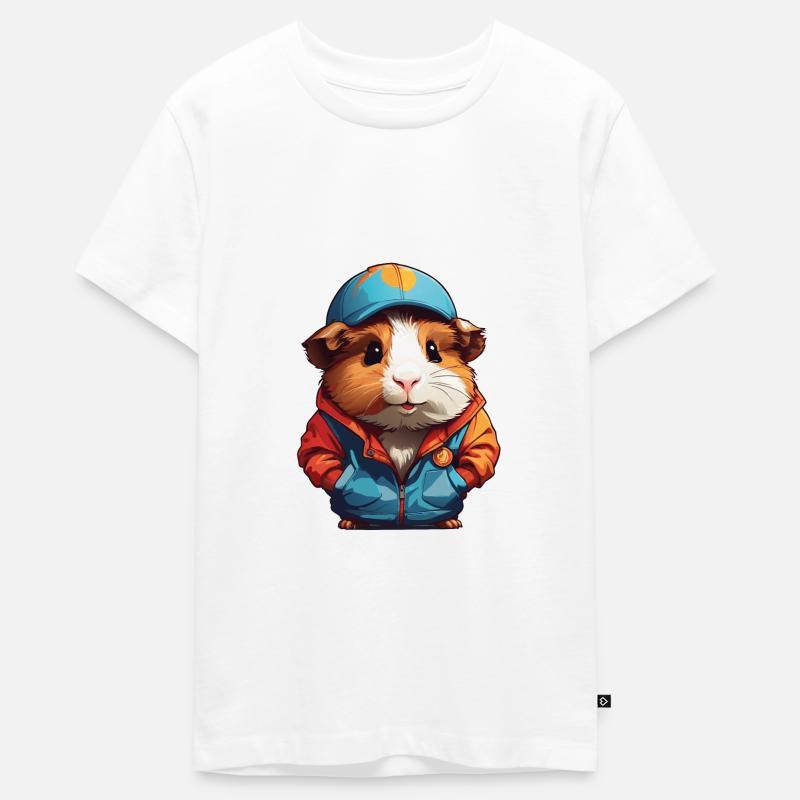 Cochon d’Inde avec chapeau - T-shirt Premium bio Ado - blanc