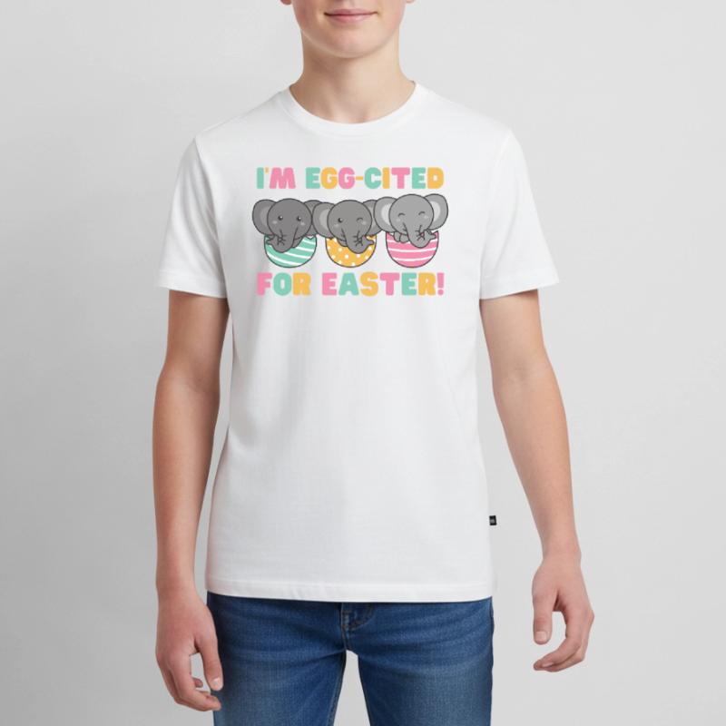 cute elephants at Easter with Easter eggs elephant Teenager Premium Organic T-Shirt