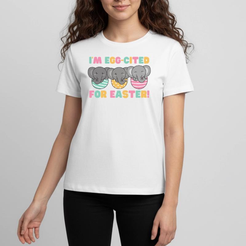 cute elephants at Easter with Easter eggs elephant Teenager Premium Organic T-Shirt