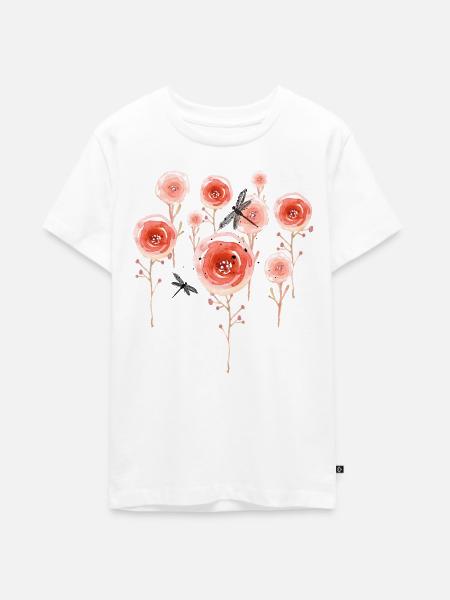 Mohnblumenwiese - Teenager Premium Bio T-Shirt - Weiß