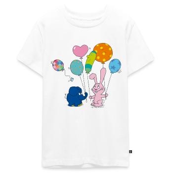 Elefant und Hase mit Luftballons - Teenager Premium Bio T-Shirt - Weiß - Vorne - AI Model Teenager Male light (155cm)