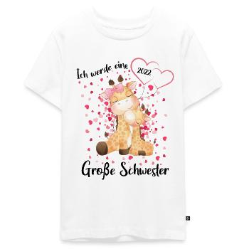 Nachwuchs verkünden Ich werde große Schwester 2022 - Teenager Premium Bio T-Shirt - Weiß - Vorne - AI Model Teenager Male light (155cm)