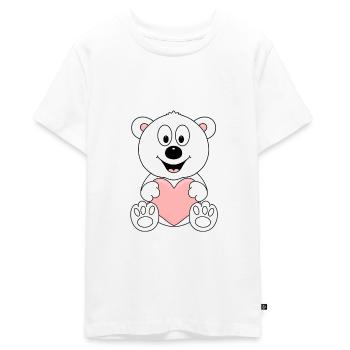 EISBÄR - HERZ - LIEBE - TIER - KINDER - BABY - Teenager Premium Bio T-Shirt - Weiß - Vorne - AI Model Teenager Male light (155cm)